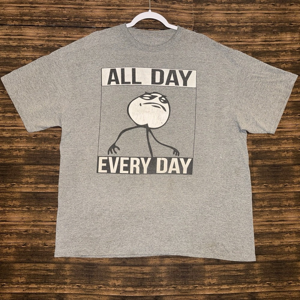 Unbranded Graphic T Shirt Mens XL Grey Good All Day Every Day Meme Tee